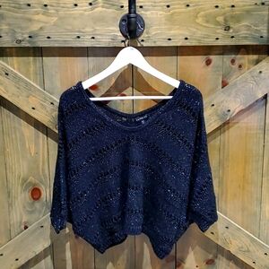 Y2K EXPRESS CROPPED KNIT TOP WITH SILVER SHIMMER SIZE SMALL BOHO BEACH COWGIRL